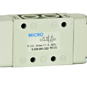 VALVULA 5/2 MANDO NEUMATICO, REACCION A RESORTE; CONEXIÓN 1/4; PRESION 2,5-10 BAR; CAPACIDAD 1000 L/MIN.