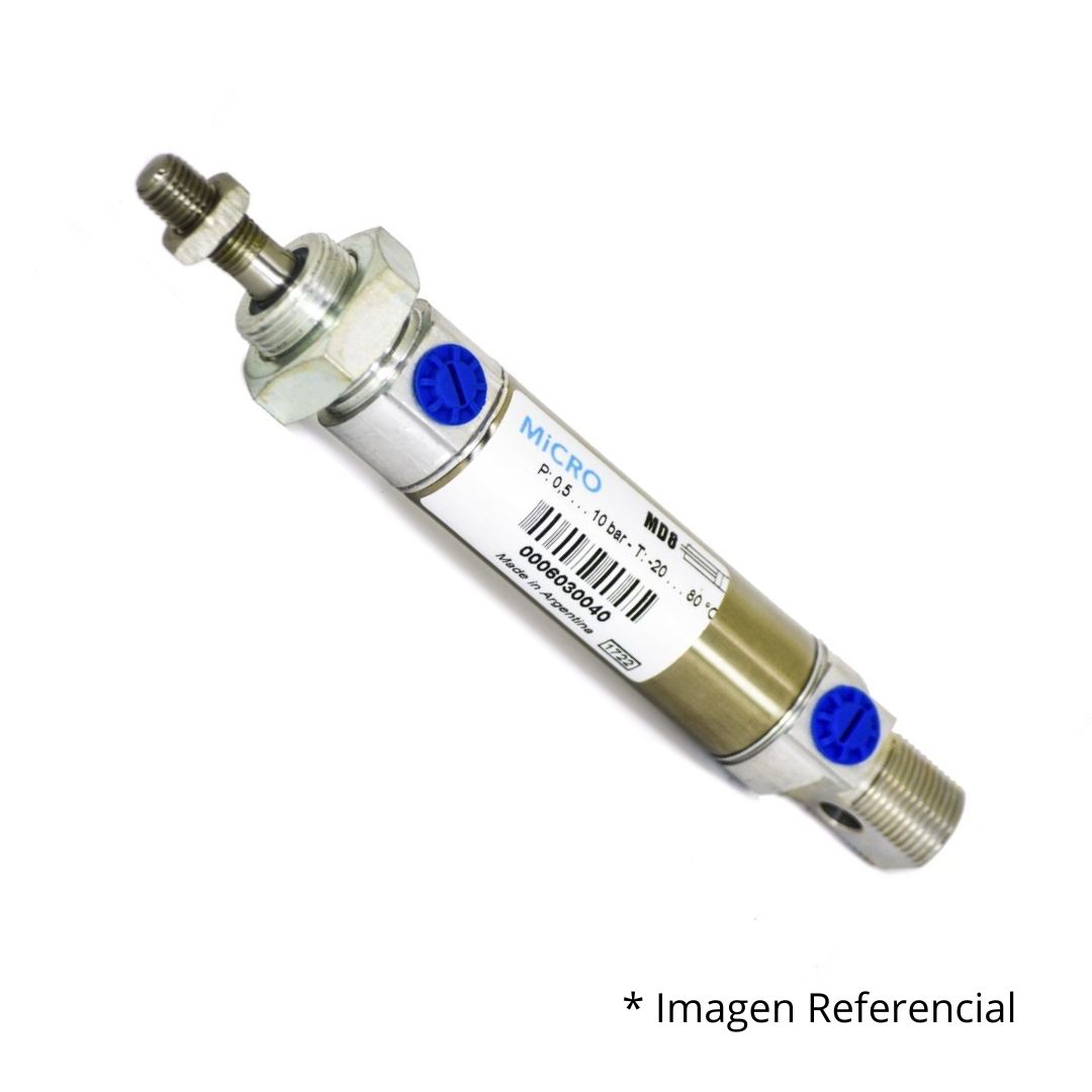 Microcilindros serie MD8 SSL ejecución U; doble efecto con amortiguación e imán.